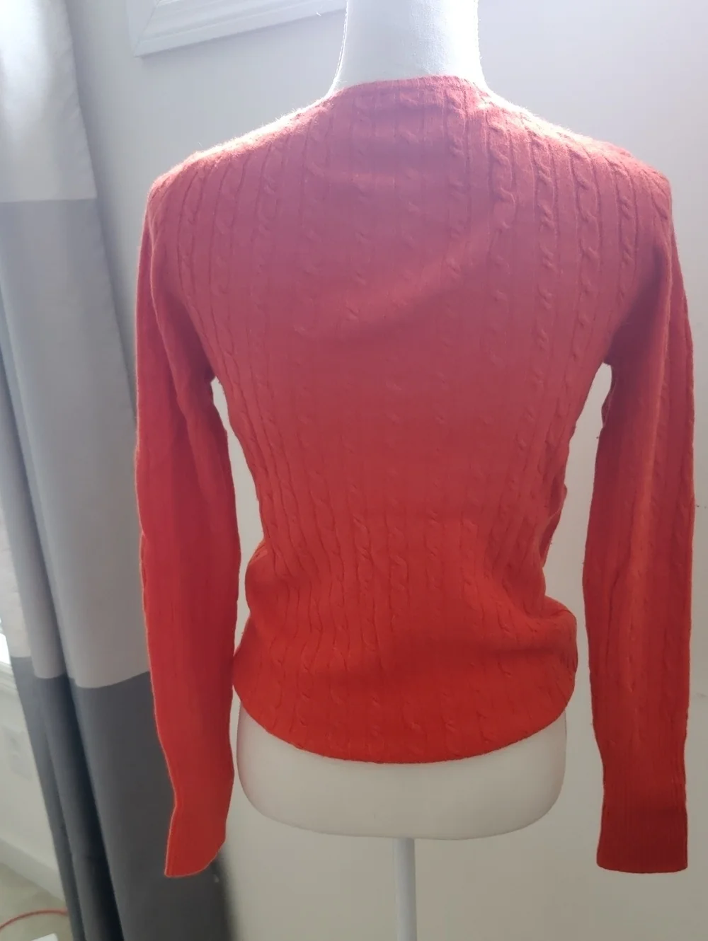 J.crew Women's Cable Knit V-Neck Sweater Orange Vintage Cottagecore Y2K Luxury